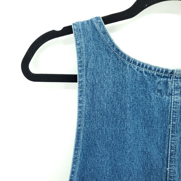 Vintage Amilano Collection Denim Jumper Dress M Zip Up Cargo Pockets Pockets - Picture 10 of 12